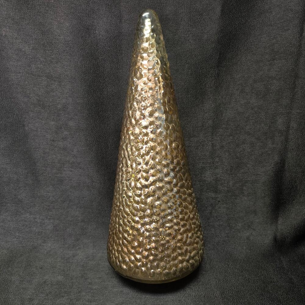 Decorative Gold Colored Glass Christmas Tree 15" Home Decor